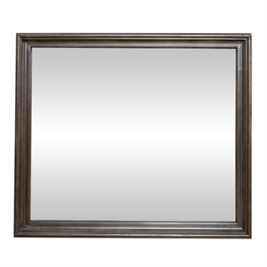 Pemberly Row Light Brown Glass Mirror with Beveled Edge and Bead Molding