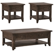 Pemberly Row 3 Piece Set with Dovetail Drawers and Wood Fronts in Brown