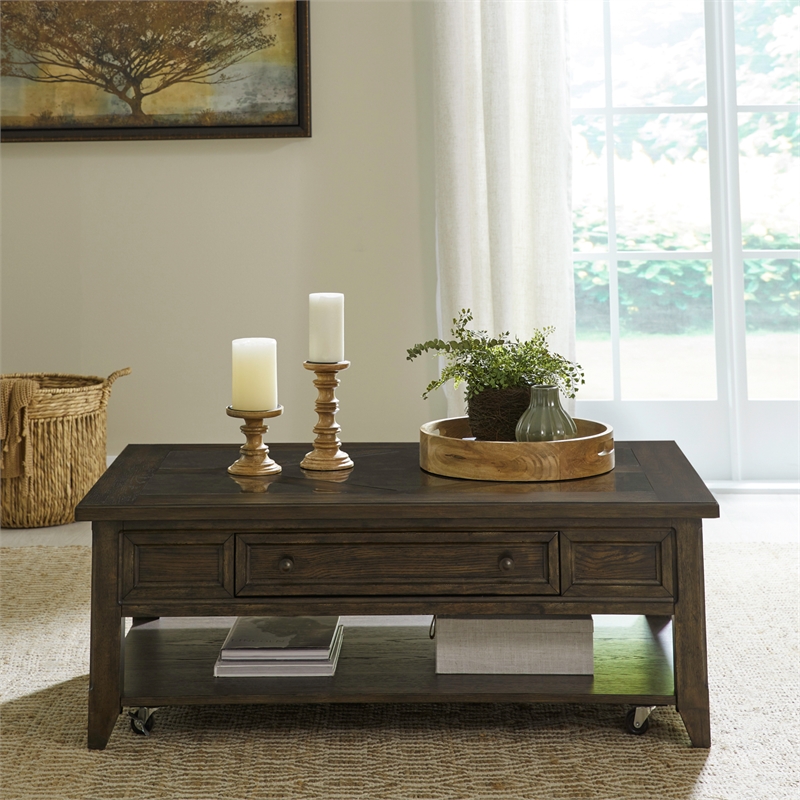 Pemberly Row 3 Piece Set with Dovetail Drawers and Wood Fronts in Brown