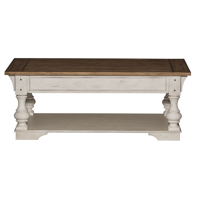 Pemberly Row 3 Piece Cocktail Set with Casters in Antique White/Tobacco