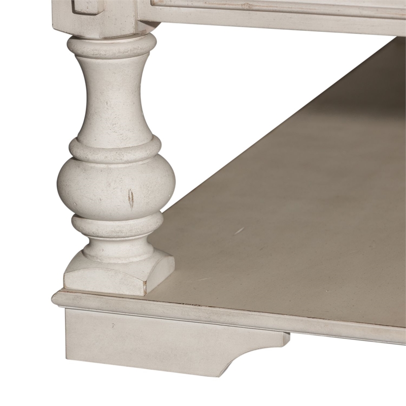 Pemberly Row 3 Piece Cocktail Set with Casters in Antique White/Tobacco