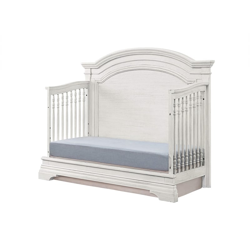 Pemberly Row Traditional Wood Arch Convertible Crib with 3 Heights in White