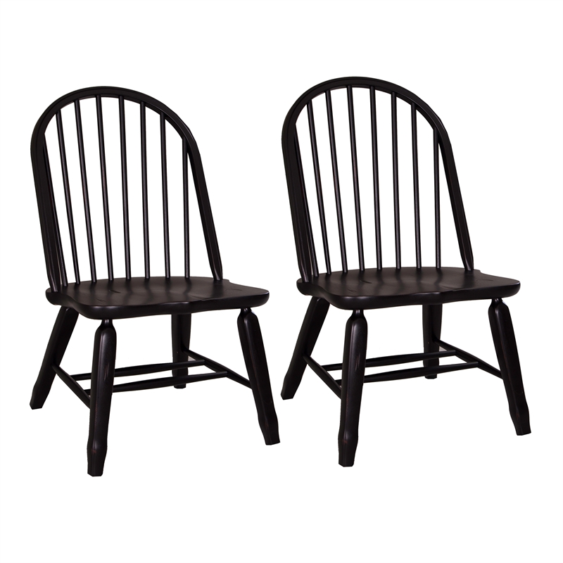 Pemberly Row Bow Back Side Chair Set of 2 with Nylon Glides in Black