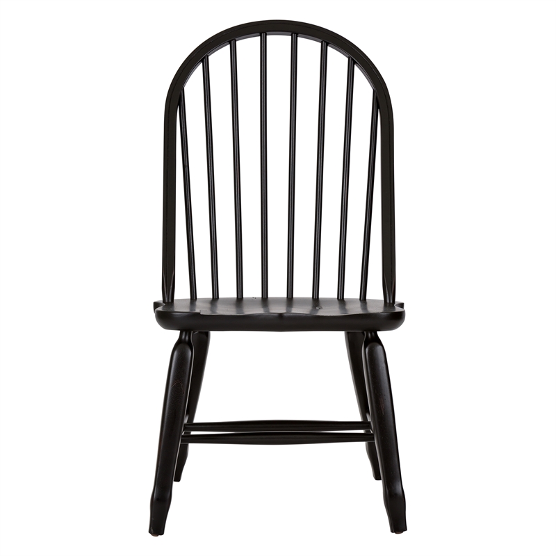 Pemberly Row Bow Back Side Chair Set of 2 with Nylon Glides in Black