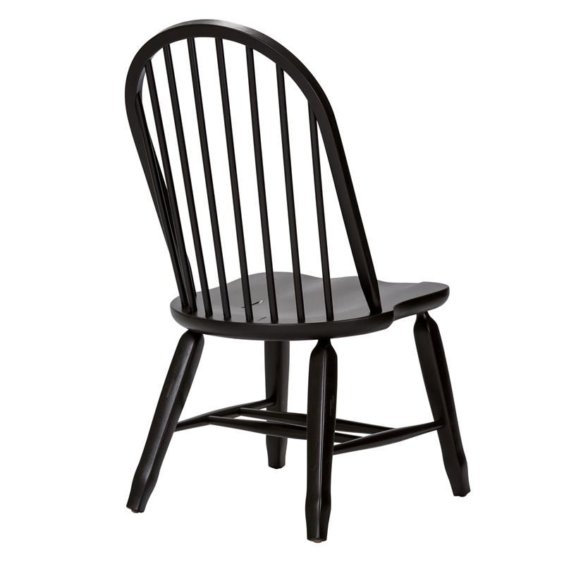 Pemberly Row Bow Back Side Chair Set of 2 with Nylon Glides in Black