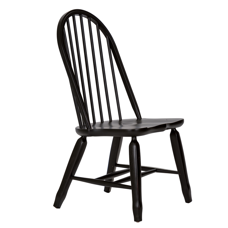 Pemberly Row Bow Back Side Chair Set of 2 with Nylon Glides in Black