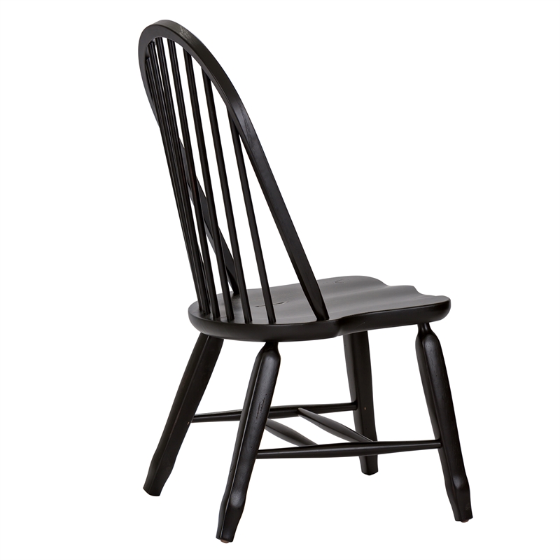 Pemberly Row Bow Back Side Chair Set of 2 with Nylon Glides in Black