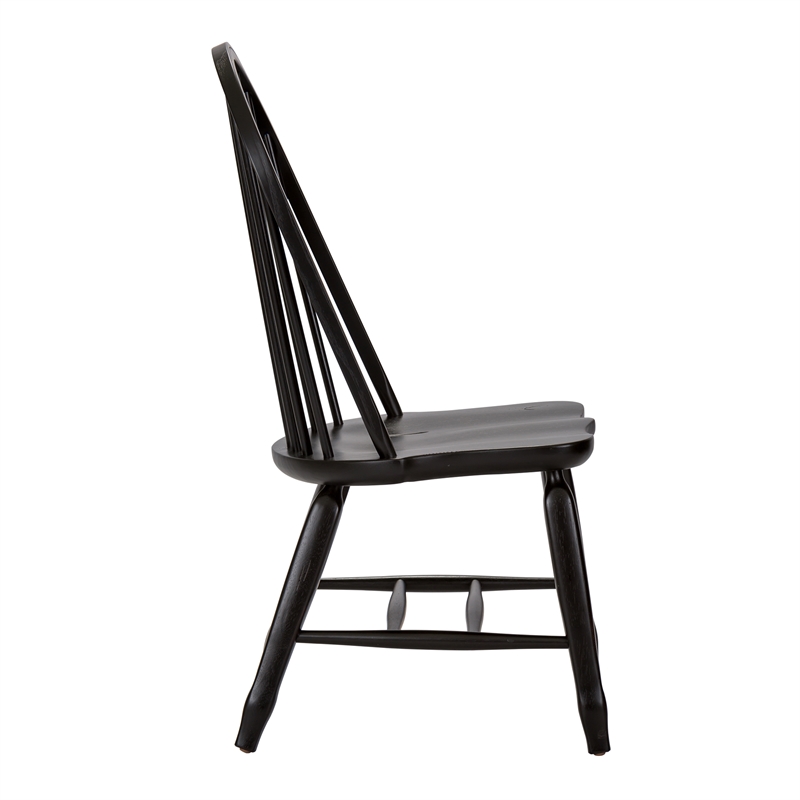 Pemberly Row Bow Back Side Chair Set of 2 with Nylon Glides in Black
