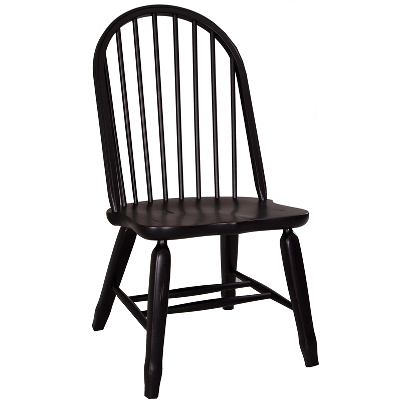 Pemberly Row Bow Back Side Chair Set of 2 with Nylon Glides in Black