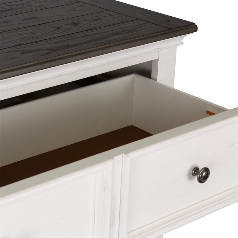 Pemberly Row White 5 Drawer Chest with Felt Lined Top and Bead Molding