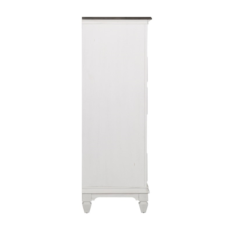 Pemberly Row White 5 Drawer Chest with Felt Lined Top and Bead Molding