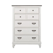 Pemberly Row White 5 Drawer Chest with Felt Lined Top and Bead Molding