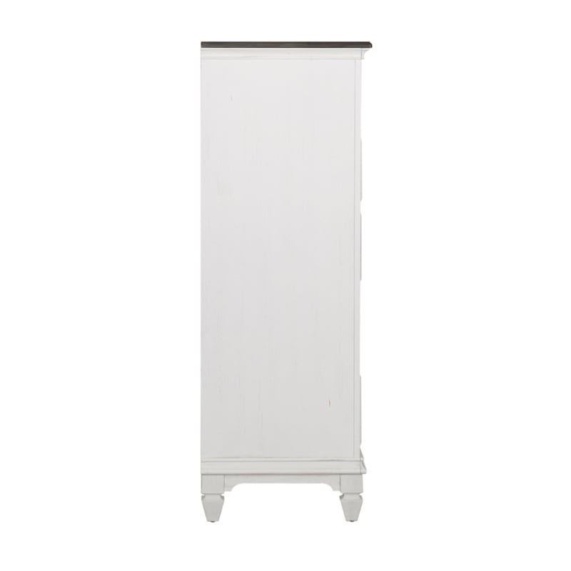 Pemberly Row White 5 Drawer Chest with Felt Lined Top and Bead Molding