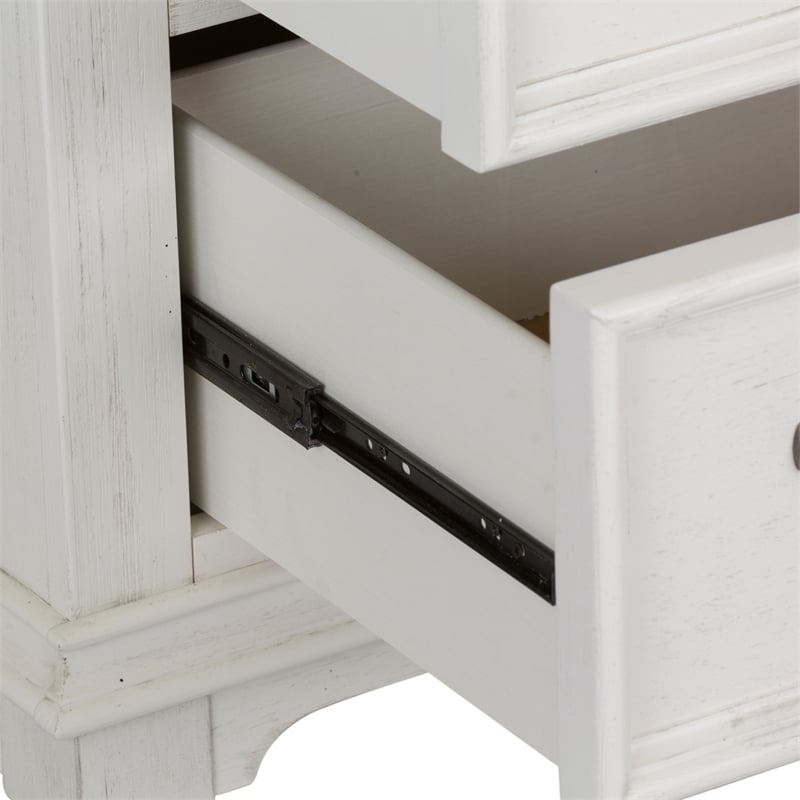 Pemberly Row White 5 Drawer Chest with Felt Lined Top and Bead Molding