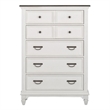 Pemberly Row White 5 Drawer Chest with Felt Lined Top and Bead Molding