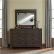 Pemberly Row Dark Gray Dresser and Mirror with Dovetail Construction