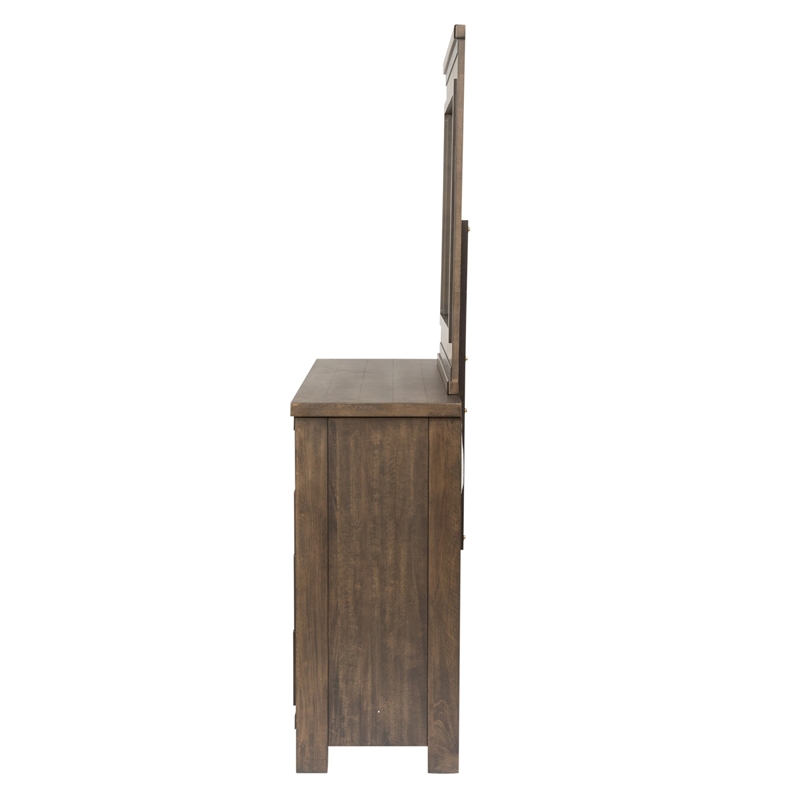 Pemberly Row Dark Gray Dresser and Mirror with Dovetail Construction