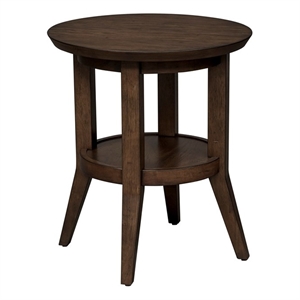 Pemberly Row Dark Brown Round End Table with Tapered Splayed Legs