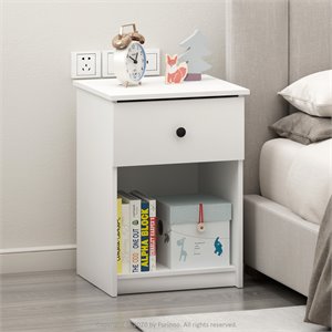 Pemberly Row Engineered Wood Nightstand with One Drawer in White