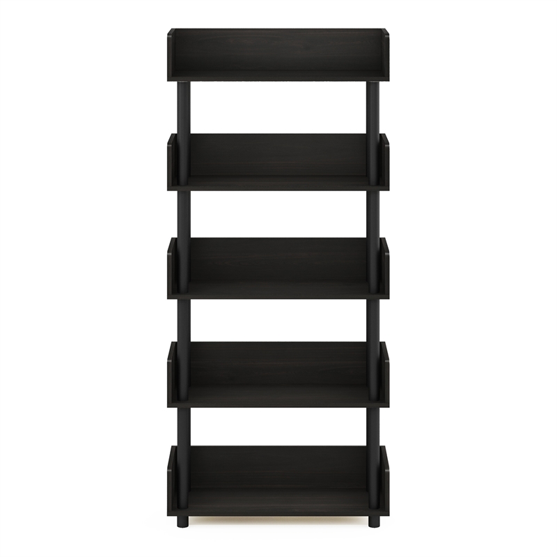 Pemberly Row 4-Tier Freestanding Display Rack with Rounded Corners in Espresso