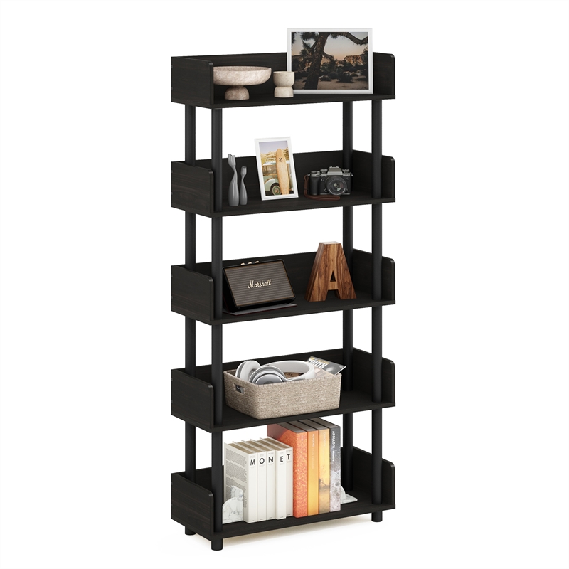 Pemberly Row 4-Tier Freestanding Display Rack with Rounded Corners in Espresso