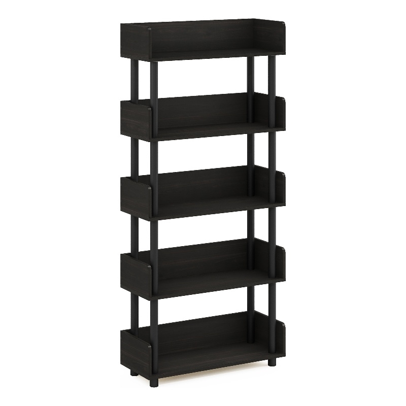 Pemberly Row 4-Tier Freestanding Display Rack with Rounded Corners in Espresso