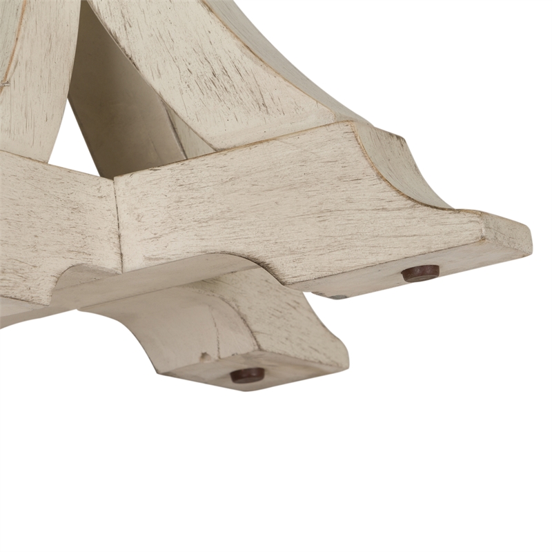 Pemberly Row White Round Chair Side Table with Tapered Legs and Distressing
