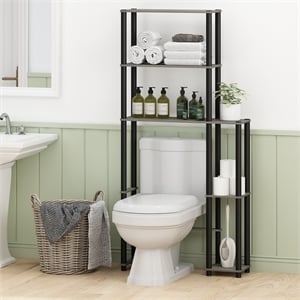 Pemberly Row 5-Shelf Over The Toilet Storage Shelf in Grey Oak