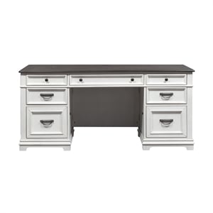 Pemberly Row White Desk with Full Extension Drawer Guides and Dust Proofing