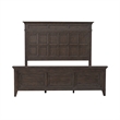 Pemberly Row Saddle Brown King Panel Bed with Crown Molding and Bead Detail