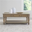 Pemberly Row Rectangular Cocktail Table with Casters and Bottom Shelf