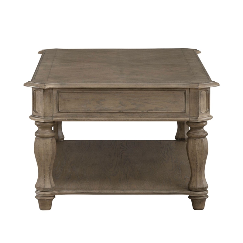 Pemberly Row Rectangular Cocktail Table with Casters and Bottom Shelf
