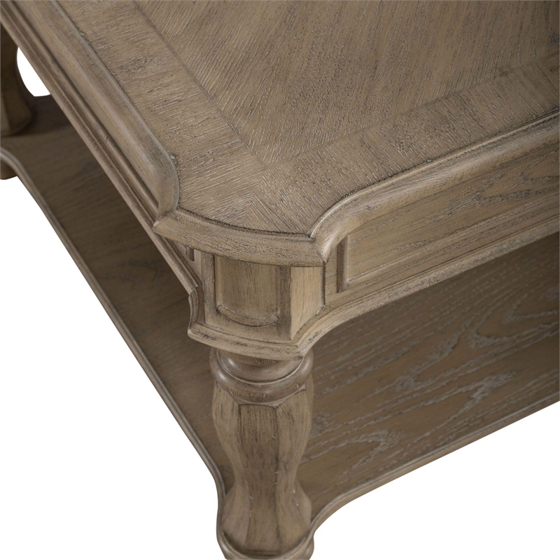 Pemberly Row Rectangular Cocktail Table with Casters and Bottom Shelf