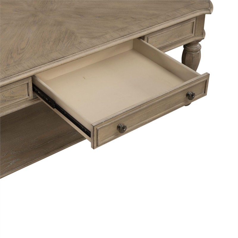 Pemberly Row Rectangular Cocktail Table with Casters and Bottom Shelf