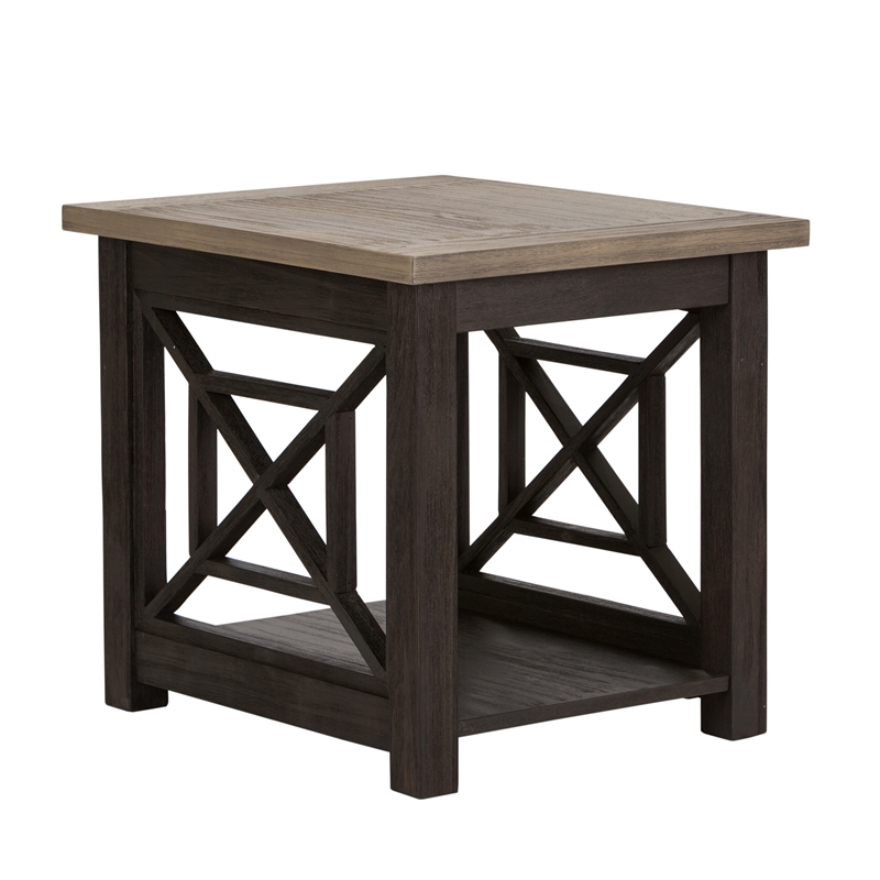 Pemberly Row Black 3 Piece Set with Cocktail and End Tables in Ash/Charcoal