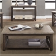 Pemberly Row Black 3 Piece Set with Cocktail and End Tables in Ash/Charcoal