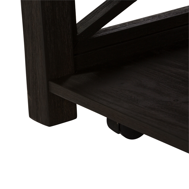 Pemberly Row Black 3 Piece Set with Cocktail and End Tables in Ash/Charcoal