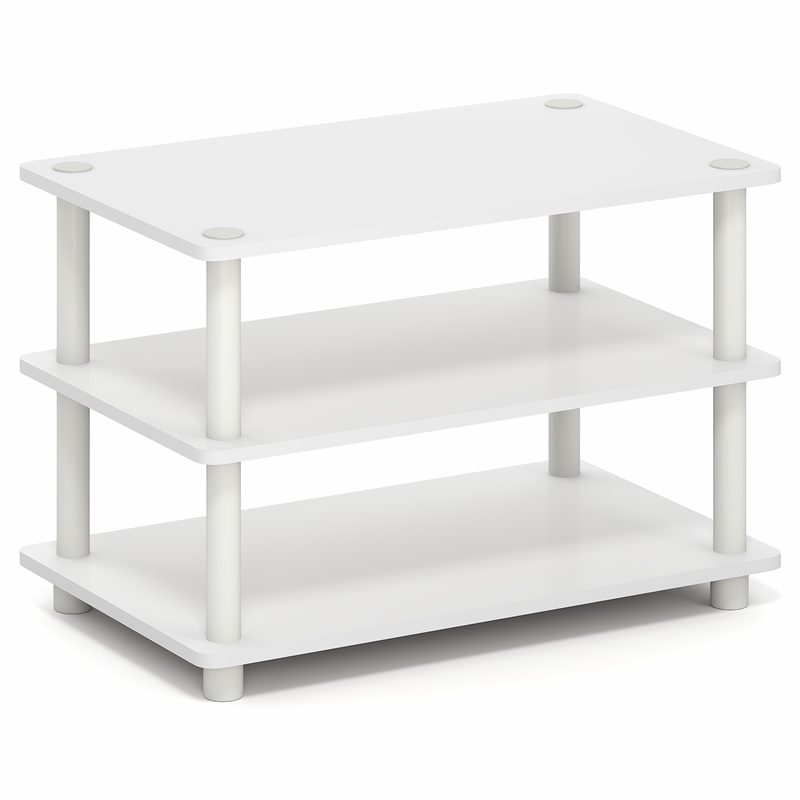 Pemberly Row 3-Tier Corner Entertainment Center for TV up to 32 Inch in White