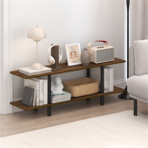 Pemberly Row 2-Tier 47.2 Inch Wide Toolless Book Shelf in Amber Pine