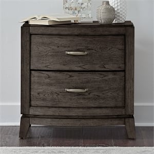 Pemberly Row Nightstand with Built-In Charging Station in Coffee Bean