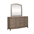 Pemberly Row 6 Drawer Dresser and Beveled Mirror Set in Burnished Beige