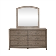 Pemberly Row 6 Drawer Dresser and Beveled Mirror Set in Burnished Beige