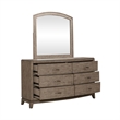 Pemberly Row 6 Drawer Dresser and Beveled Mirror Set in Burnished Beige