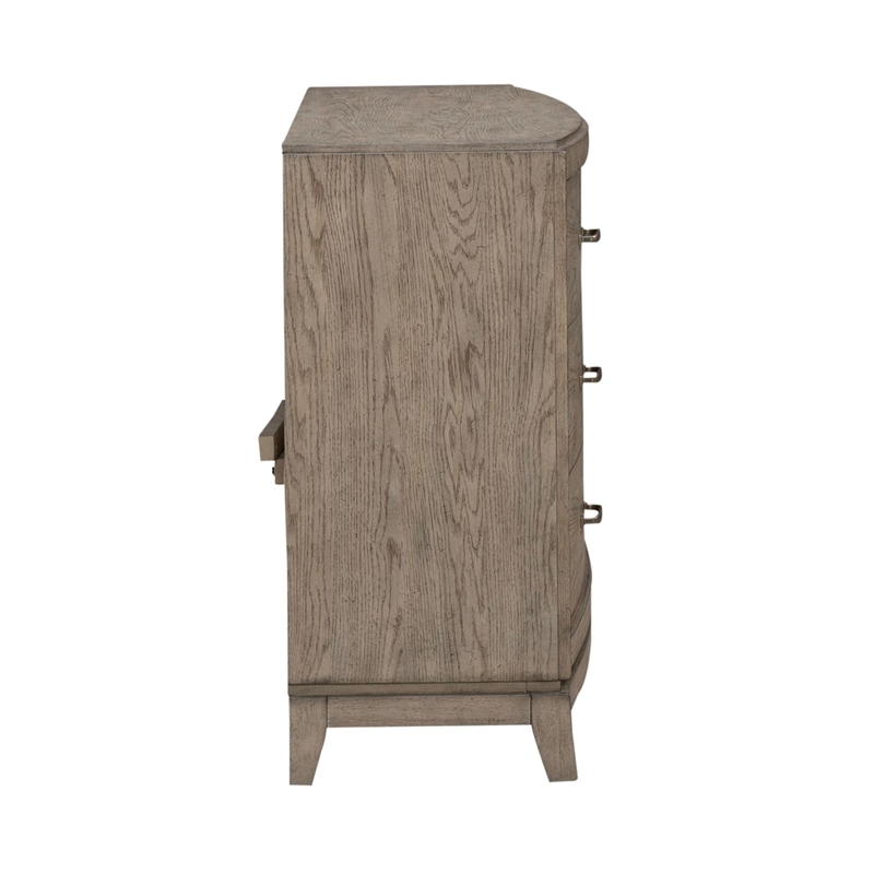 Pemberly Row 6 Drawer Dresser and Beveled Mirror Set in Burnished Beige