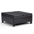 Pemberly Row Coffee Table Ottoman in Tanners Brown Faux Leather 36