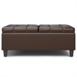 Pemberly Row Harrison Coffee Table Ottoman in Chocolate Brown Faux Leather