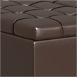 Pemberly Row Harrison Coffee Table Ottoman in Chocolate Brown Faux Leather