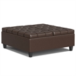 Pemberly Row Harrison Coffee Table Ottoman in Chocolate Brown Faux Leather