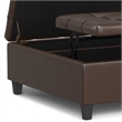 Pemberly Row Harrison Coffee Table Ottoman in Chocolate Brown Faux Leather