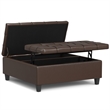 Pemberly Row Harrison Coffee Table Ottoman in Chocolate Brown Faux Leather